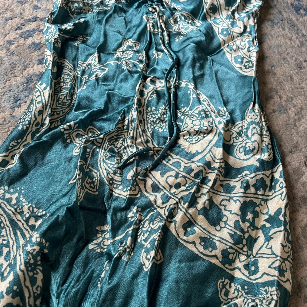 ZARA silky blue paisley print mini dress XS - Picture 2 of 4